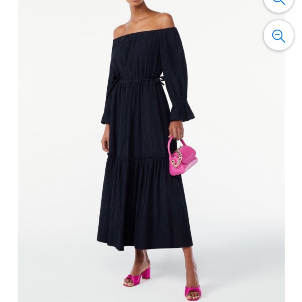 Off the shoulder, black maxi dress, size 4–6